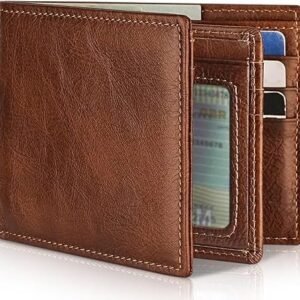 Men’s RFID Leather Bifold Wallet – 13 Card Slots