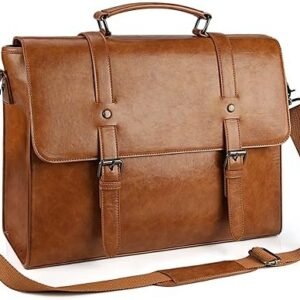 Vintage PU Leather Messenger Bag – 15.6" Laptop Briefcase